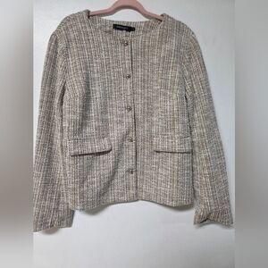 Womens Tweed Boxy Jacket - Beige Mix Blazer